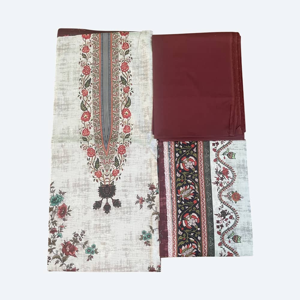 Printed Khaddar Three Piece Shirt Design