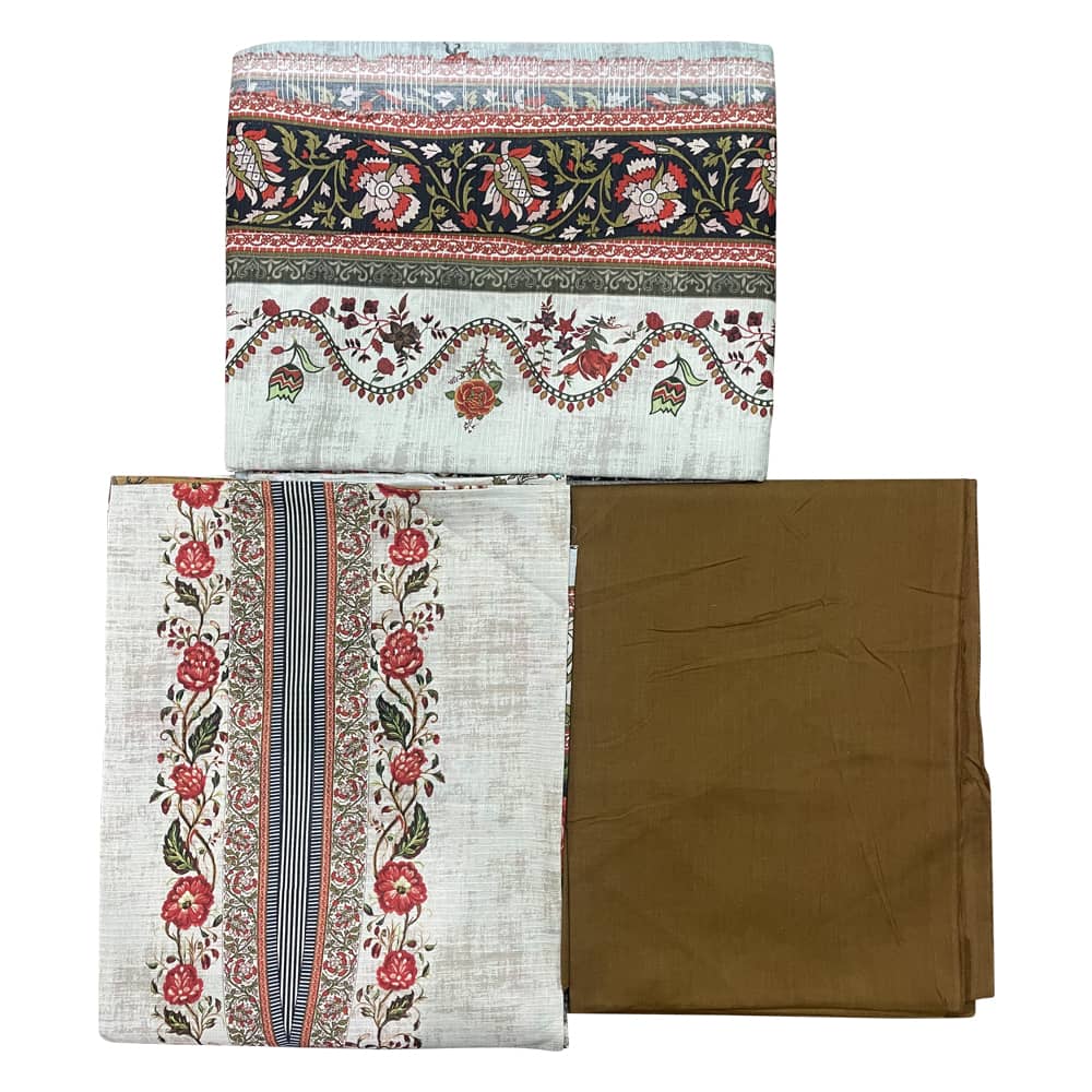 Pakistani Inspired Printed Khaddar Three Piece - Image 2