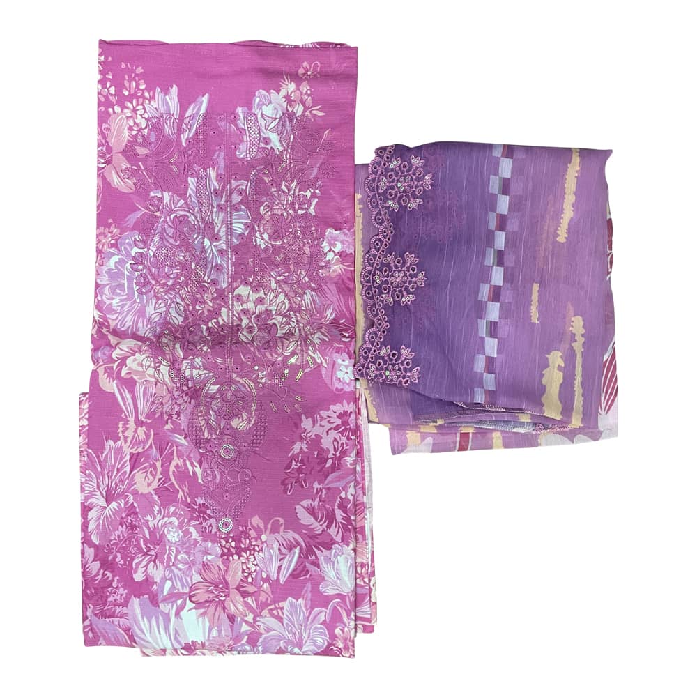 Close view of embroidered neck design on the MORJA printed lawn shirt