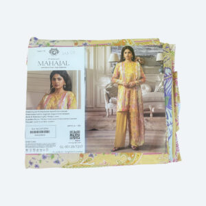 Mahajal lawn shirt front with detailed embroidered neckline and digital printed fabric